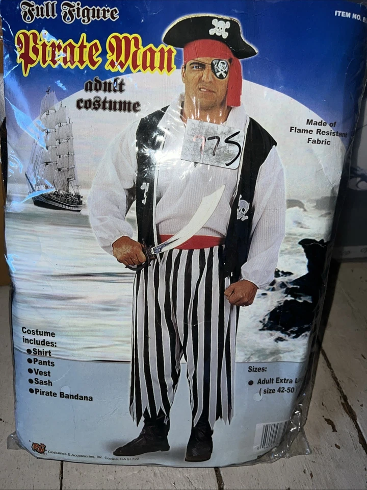 Disfraz de pirata para hombre XL 42-50 RG Disfraces Camisa Chaleco Pantalones Bandana Faja Foto 3 de 4