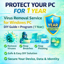 virus removal service for Windows PC DIY guide with program (1year)