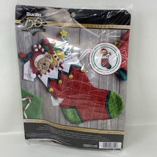 Bucilla Felt Stocking Applique Kit 18" Long Holiday Teddy Bonus Ornament 86815