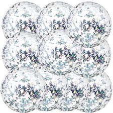 10 Pcs Inflatable Glitter Beach Balls 16" Confetti Pool Toys for Parties  Event