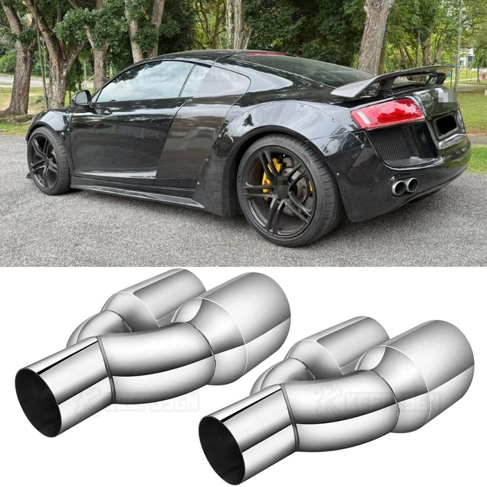 Pair 2.5" inlet 3.5" outlet Exhaust Tip Exhaust Pipe Stainless Steel For Audi R8