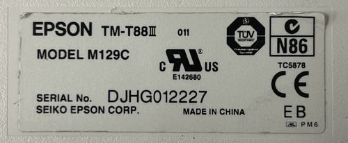 Epson TM-T88III M129C Receipt Printer. - Afbeelding 3 van 8
