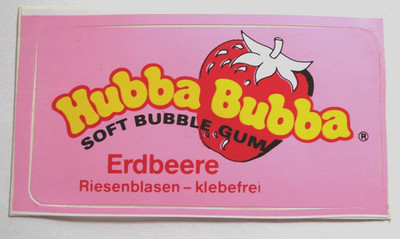Werbe-Aufkleber Hubba Bubba Erdbeere Soft Bubble Gum Riesenblasen Kaugummi 80er