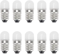 E10 LED Bulbs 12V Warm White,10pcs AC/DC Miniature Screw 12V, White 