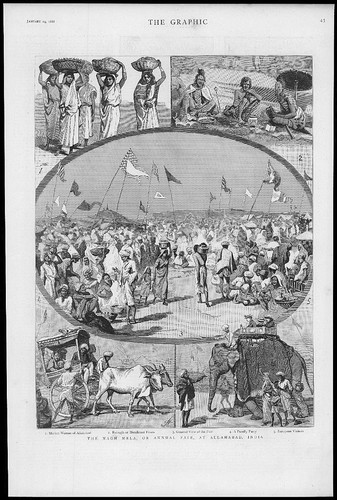 1888 Antique Print - INDIA Magh Mela Annual Fair Allahabad Bairagis Friar (240)