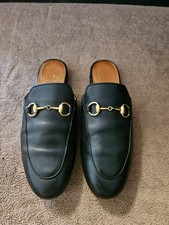 GUCCI PRINCETOWN BLACK LEATHER HORSEBIT MULES SHOES WOMEN'S SIZE EU 35 US 4.5-5