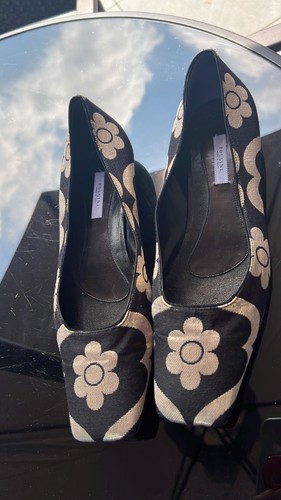 Pollini made in Italy Satin/Leather Black Gold Shoes Size 40/UK 7 - Picture 4 of 23
