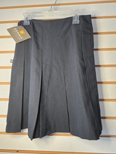 Dennis Uniform Girls High Waist Box Pleat Skirt Black G12 NWT