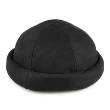 Dorfman Pacific Hats Melton Wool Docker Beanie Hat - Black