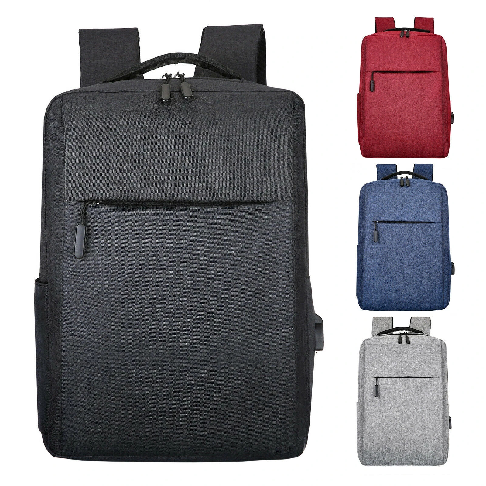 Laptop Backpack USB Port School Bag Anti Theft Travel Waterproof Red