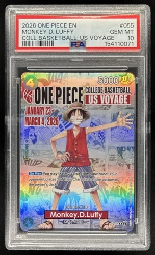 2026 One Piece X College Basketball US Voyage Monkey D Luffy #P-055 PSA 10