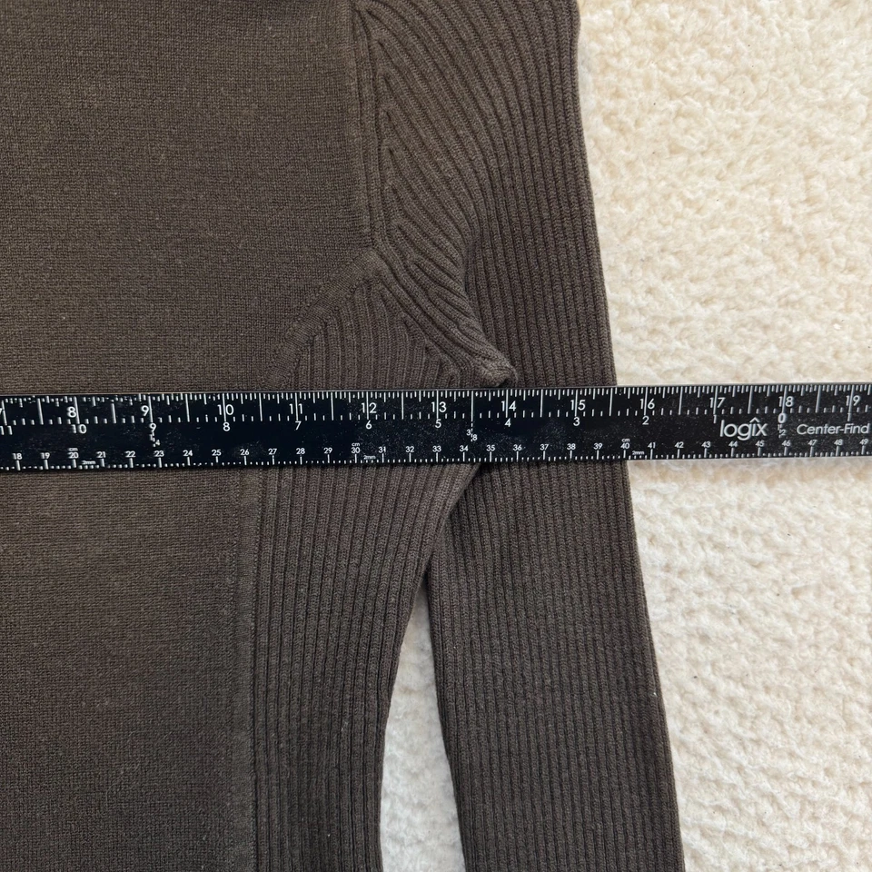 Y2K Vintage Turtleneck Sweater XS Small Brown Rib Knit Fitted Preppy Minimalist - Image 4 of 4