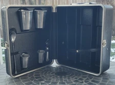 Vtg Platt Portable Travel Bar Hard Case W/Key 3 Liquor Cocktail Bottle Storage