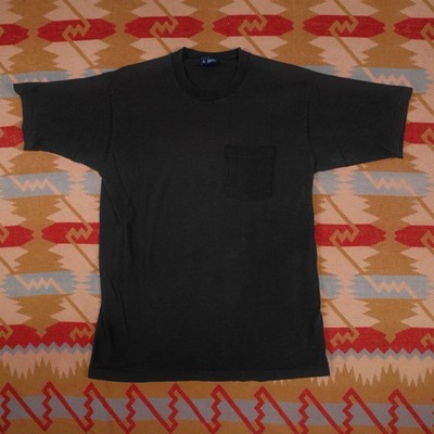 Vintage Honors Blank Shirt Men s Large Black Pocket Single Stitch Made In USA