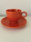 Fiesta Ware 5 1/2" Cup Saucer Plate Orange Radioactive Red HLC Fiestaware 30's