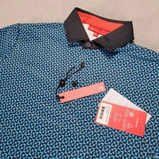 Redvanly Golf Polo Shirt Mens Small Blue Black Blake PUREpoly Athletic Luxury