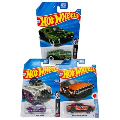 3 Hot Wheels 2026 Erikenstein Rod Pedal Driver Nissan Skyline 2000 GT E Case New
