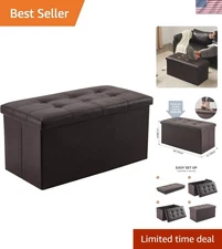 Elegant 30-Inch Brown Ottoman Bench for Living Room - Multifunctional Design