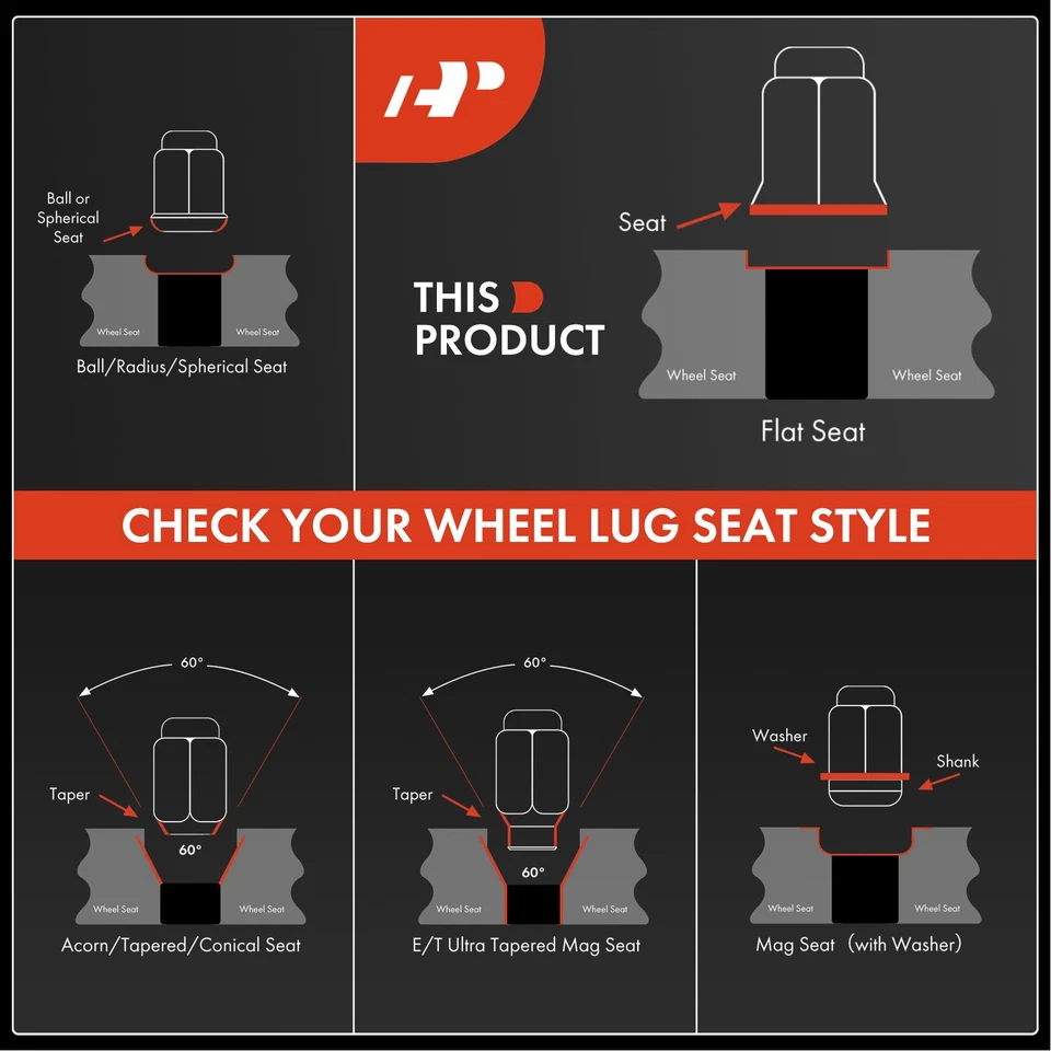 Tuerca de rueda delantera y trasera A-Premium M12-1.5 para Honda CR-V Civic Acura MDX Foto 3 de 4