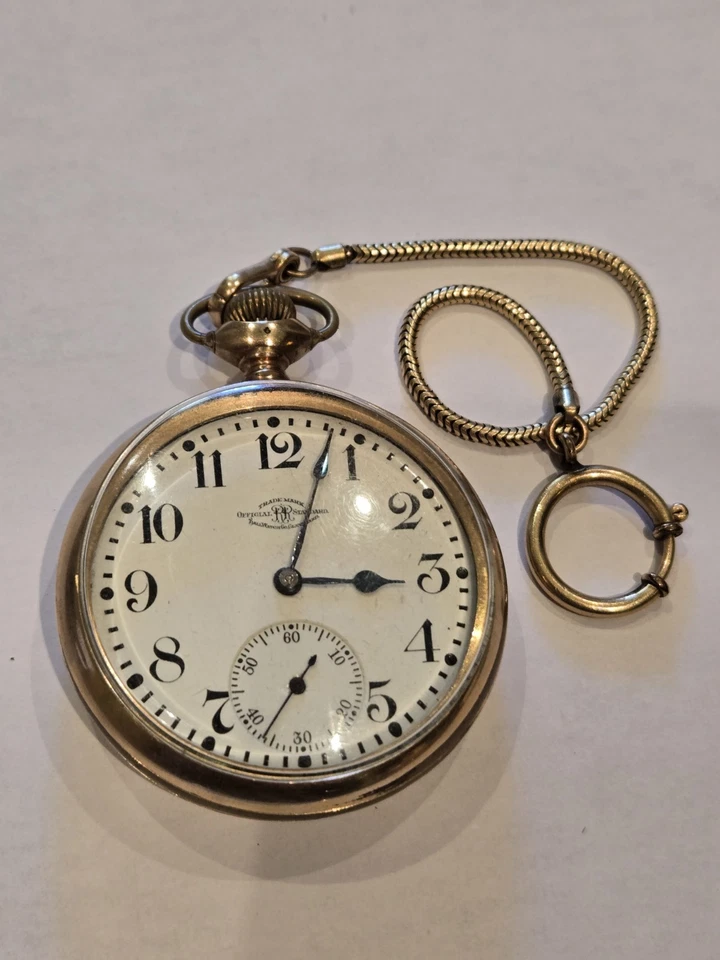 Ball-Waltham Official Rail Road Standard Model 1899 16S 19J 1910 W/Chain Running - Image 4 of 4