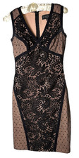 Betsy & Adam Sheath Dress 4 Black Mesh Lace Sleeveless Short Dark Whimsy Sexy