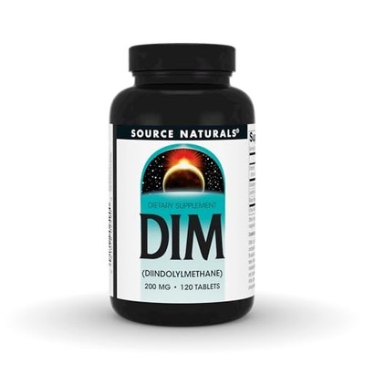 Source Naturals DIM 200mg Supplement with BioPerine, Vitamin E - 120 Tablets