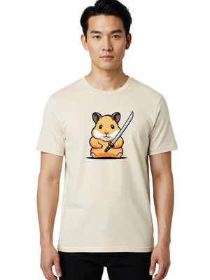 Hamster-With-Sword-3 Mens Graphic Tee, 100% Cotton, Casual Summer Wear