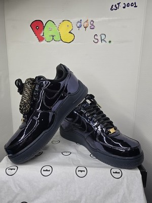 Sz 9.5- Nike Air Force 1 Low LeBron James x NYC Black Patent IO6129-001 