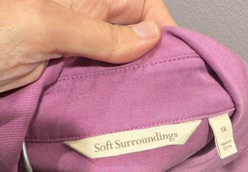 Weiche Umrandung Übergröße 1X rosa gewaschen Tencel Tunika Crossover vorne Top Boho - Bild 4 von 7