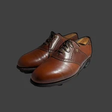 Vintage Footjoy Brown Leather Golf Shoes 8.5 C Saddle Oxfords Style 51383