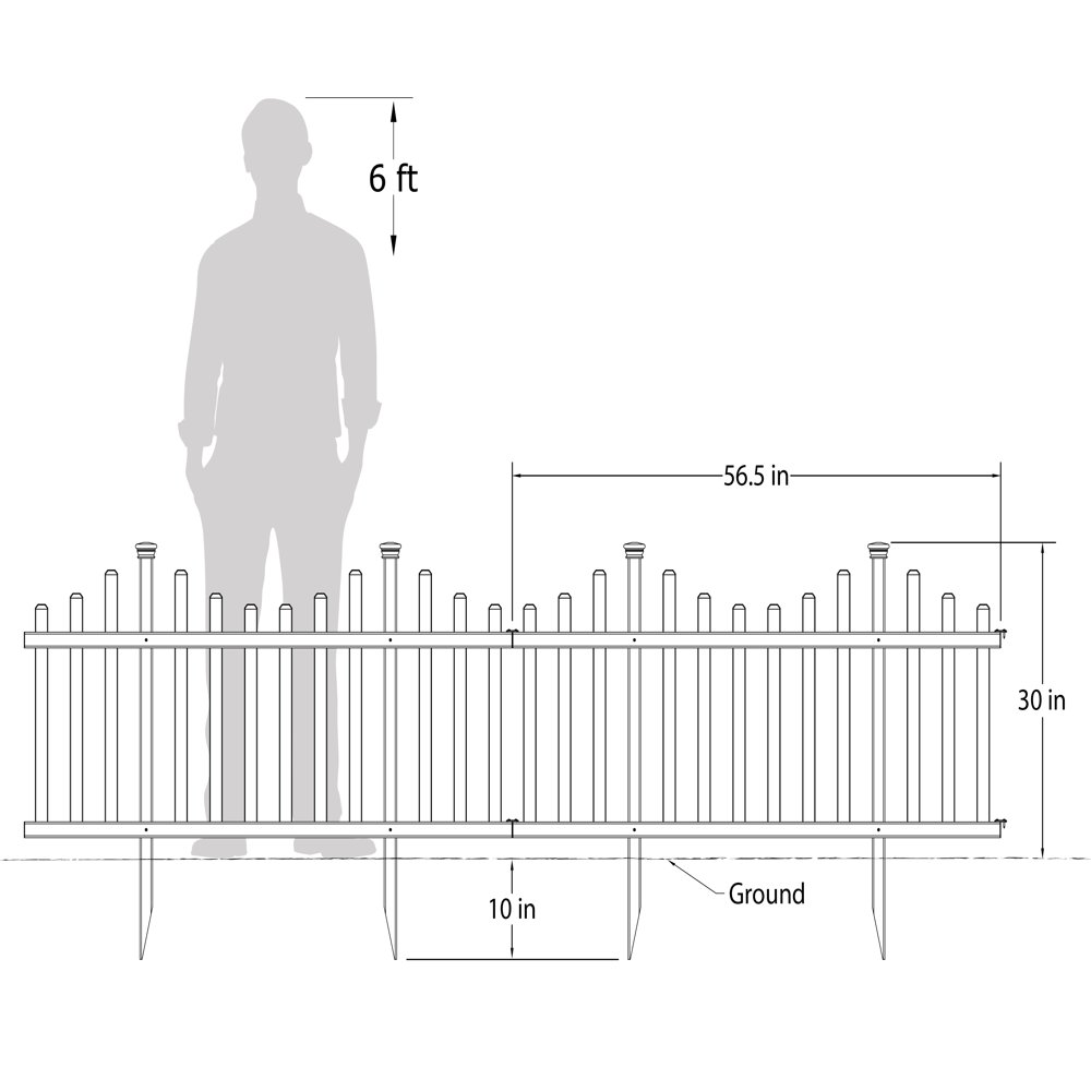 Zippity Outdoor Madison NoDig Vinyl Fence Kit (30In X 56In) (2 Pack
