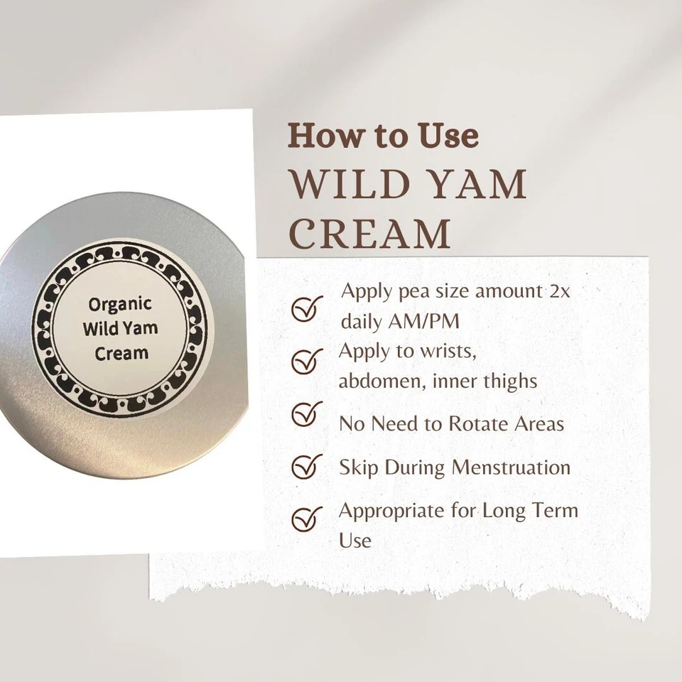 Crema de ñame silvestre orgánica artesanal, 4 oz, equilibrio hormonal natural, menopausia Foto 3 de 4