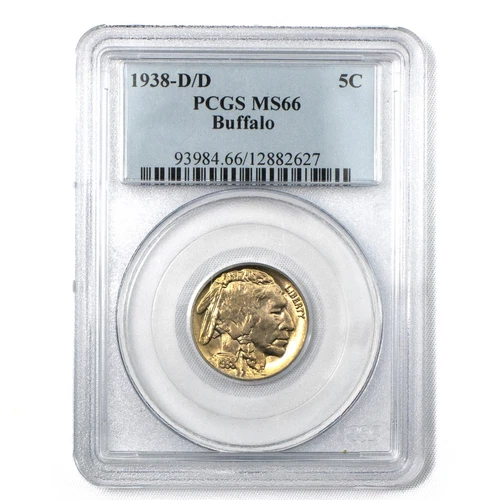 1938-D/D Denver Buffalo Nickel 5c PCGS MS66 Superb Eye Appeal