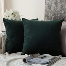 Set Of 2 Army Green 16X16 Velvet Decorative Pillow Covers With Zipper