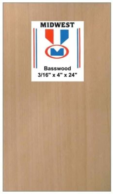 Midwest Basswood Sheet 3/16 x 4 x 24 in.(single item)