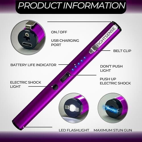 FIGHTSENSE Powerful Stun Gun for Tactical Flashlight with safety switch - Picture 29 of 105