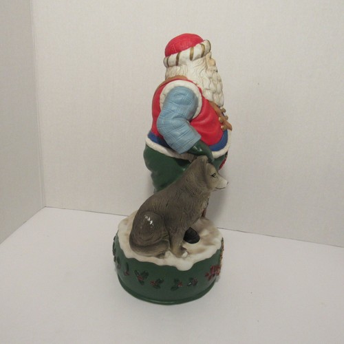 Vintage Kris Kringle Santa Musical Christmas Figurine w/ Wolf, L 11 1/4"x W 7" - Picture 5 of 12