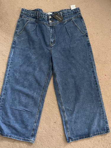 Dorothy Perkins Curve Wide Leg Blue Crop Jeans UK Size Plus 20 Mid Wash. BNWT. - Picture 4 of 12