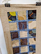 Vintage Handcrafted Table Runner Topper Linen  &Tapestry 18.5 x 50" Tassels