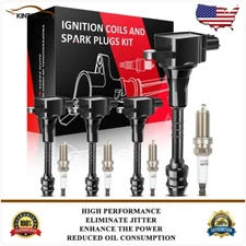 4 Ignition Coil & Spark Plug For Nissan Sentra L4 1.8L 2002 2003 2004 2005 2006