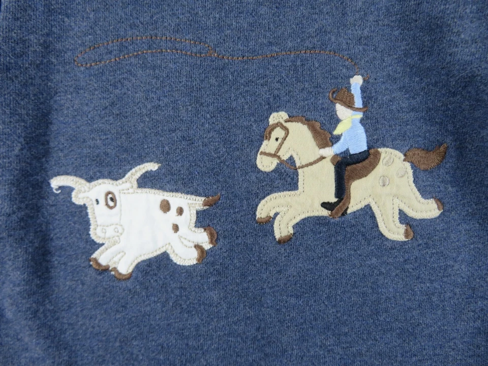 Camisa Pullover Le Top Bebé Terry Francés 12 Mo Bordada en Apliques Azul-Gris Foto 3 de 4