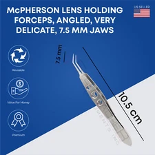 McPherson Lens Holding Forceps, 7.5 mm Long jaws Angled Ophthalmic Instruments