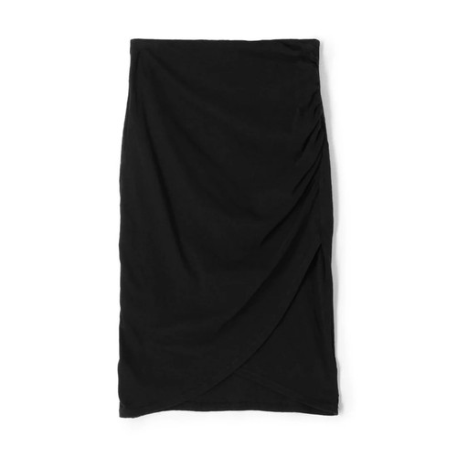 James Perse NWT Black Crepe Matte Jersey Shirred Pencil Midi Skirt Size 1 - Picture 5 of 7
