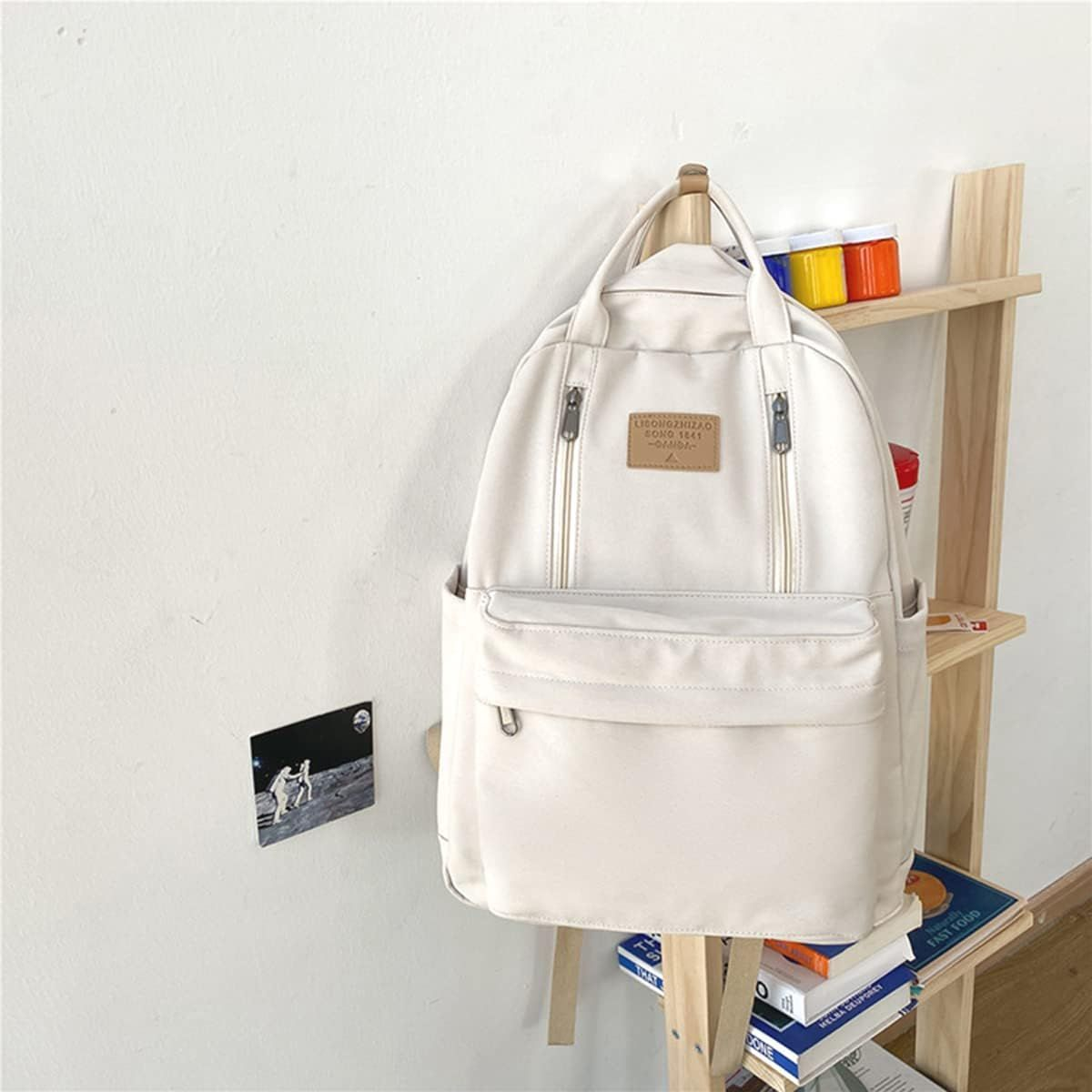 Amythe Zaino Scuola Elementare Bambina, 3 Pezzi Zaino per Ragazze in Nylon con Borsa per il Pranzo e Astuccio, Zaini Ragazza Traspirante Scuola Primaria e Media con Ciondolo, Nero