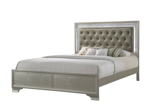 4pc Queen Size Fabric Upholstery Headboard Bed Dresser Mirror Nightstand Set - Picture 2 of 10