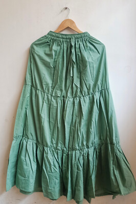 Indian Cotton Solid Mint Green Skirt, Women's Clothing Partywear