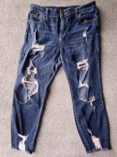 Ms Cello DISTRESSED MID-RISE SKINNY STRETCH TAPERED BLUE JEANS Size 7