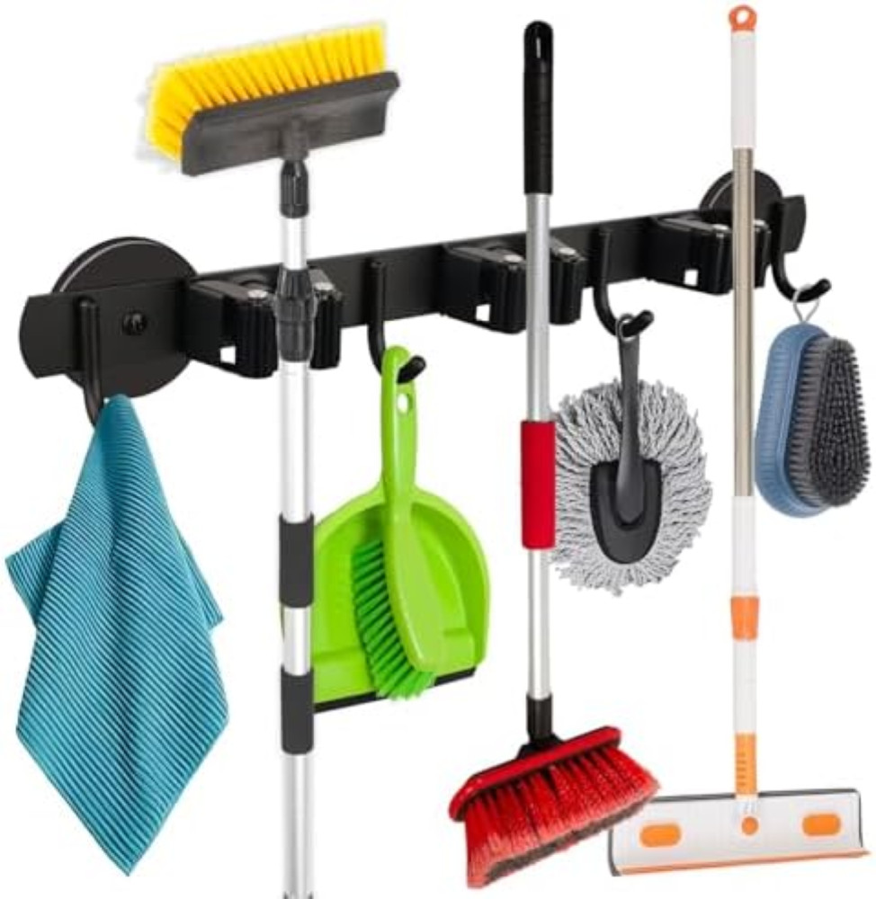 MUTUACTOR 1 supporto magnetico per scopa e mop, nero antiscivolo, supporto magne