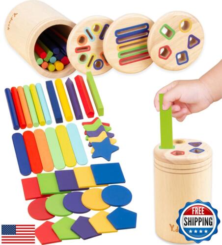 3-in-1 Montessori Toddler Toys - Educational Shape Sorter Stacking Games for