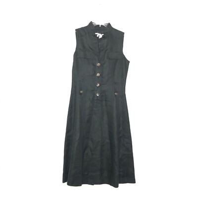 Zara Basic Women's Black Sleeveless Button Up Midi A-Line Dress size S BF